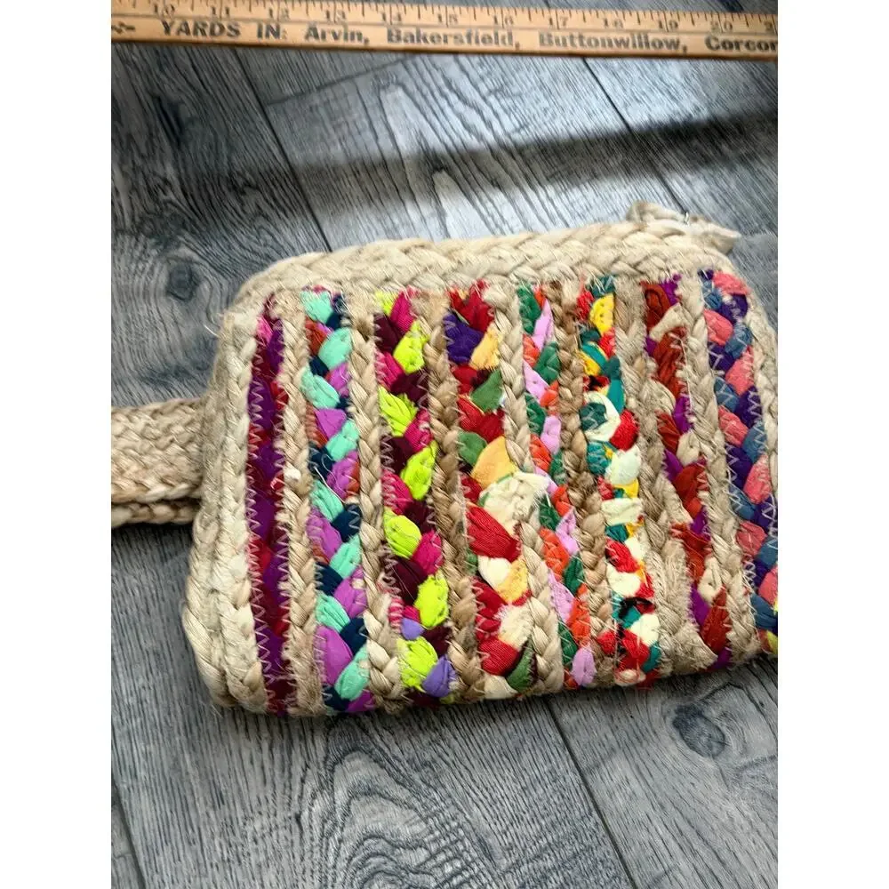 Shiraleah Mirabel Belt Bag Multi Natural Woven Jute Tassel Braided Stripes